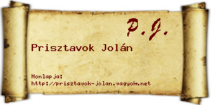 Prisztavok Jolán névjegykártya